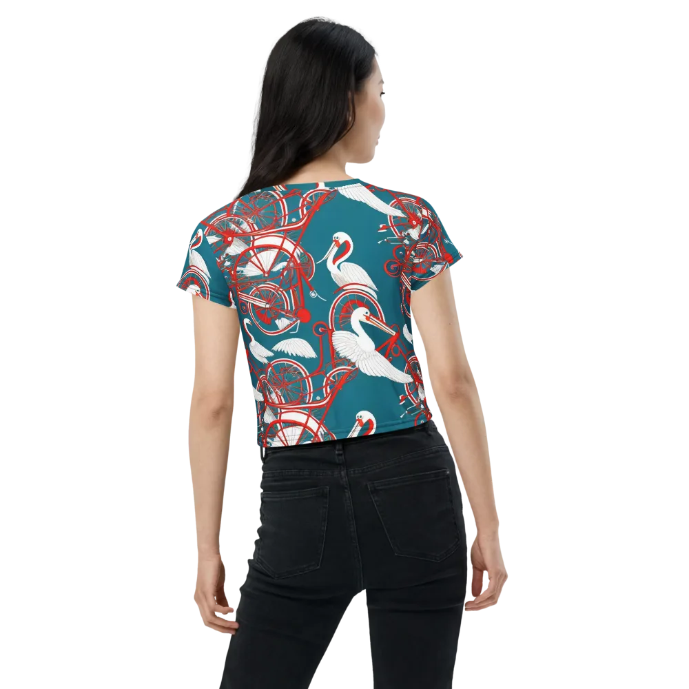 Scarlet Aviary on Crop Tee — Back
