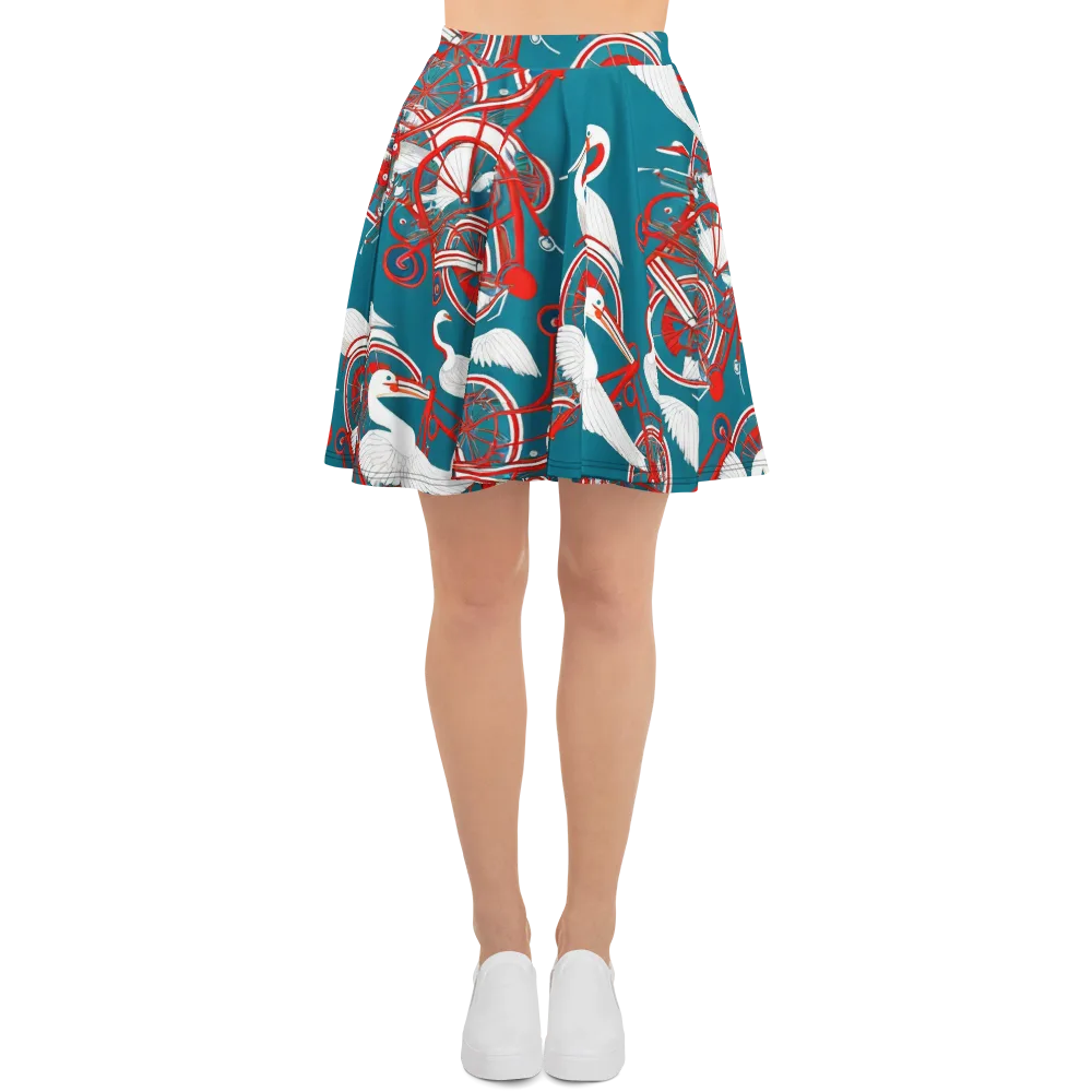Scarlet Aviary on Skater Skirt — Front