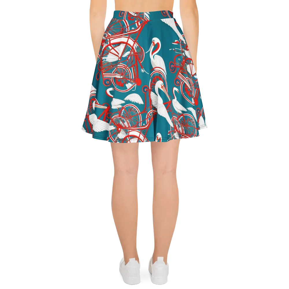 Scarlet Aviary on Skater Skirt — Back