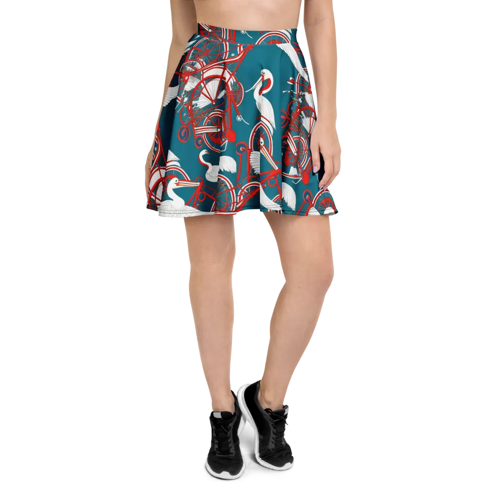 Scarlet Aviary on Skater Skirt — Front