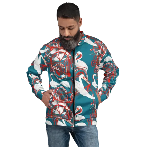 Scarlet Aviary on a Bomber Jacket