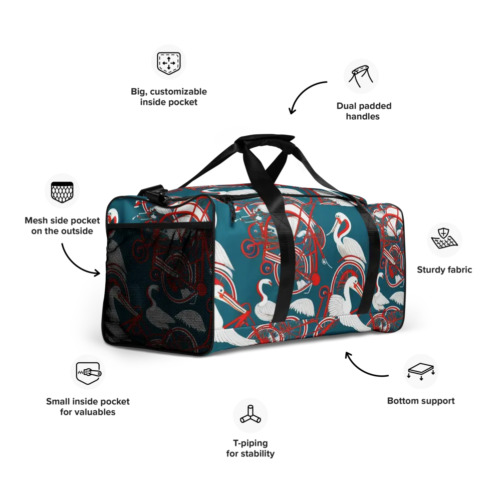 Scarlet Aviary on Duffle Bag — Right Front