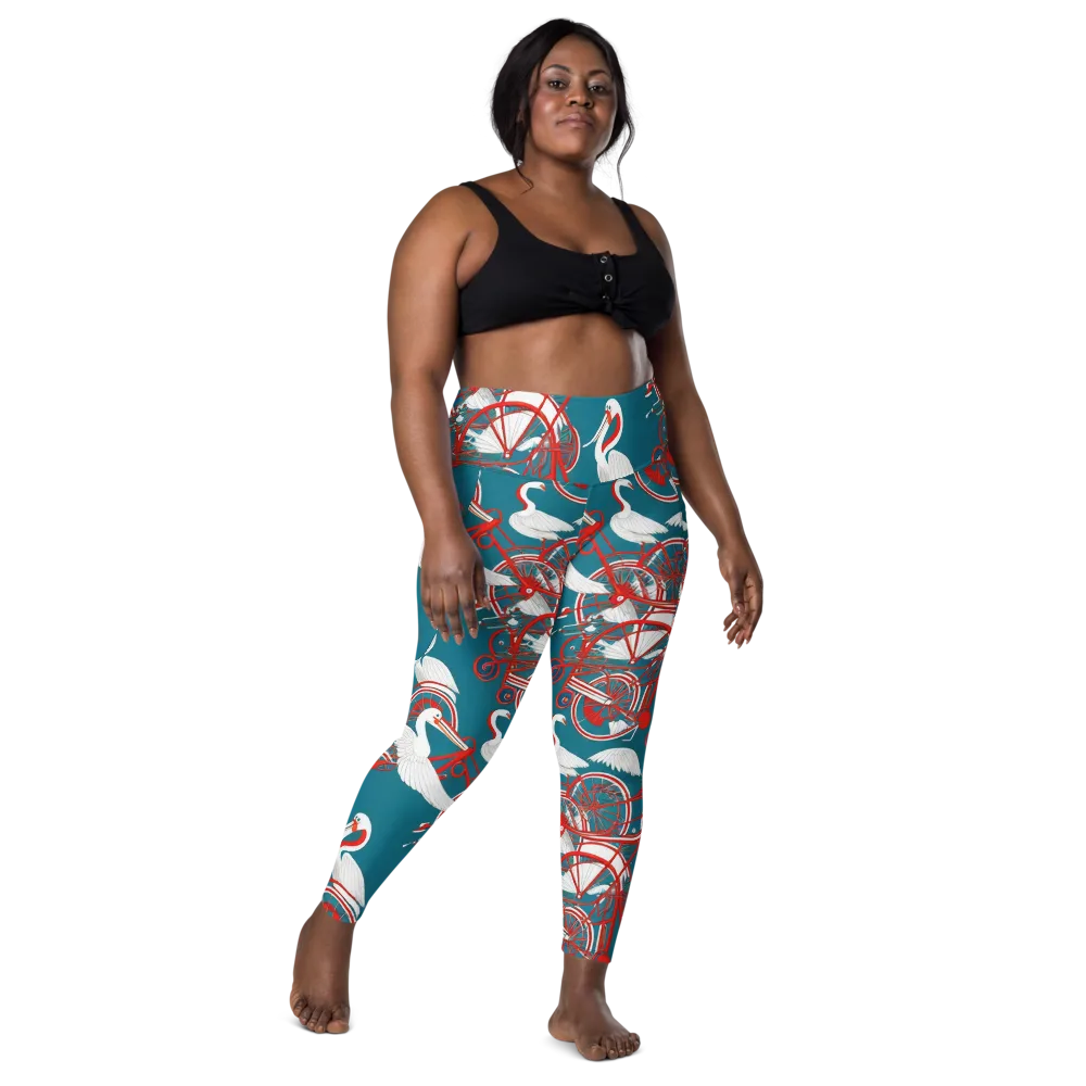 Scarlet Aviary on Leggings with Pockets — Front