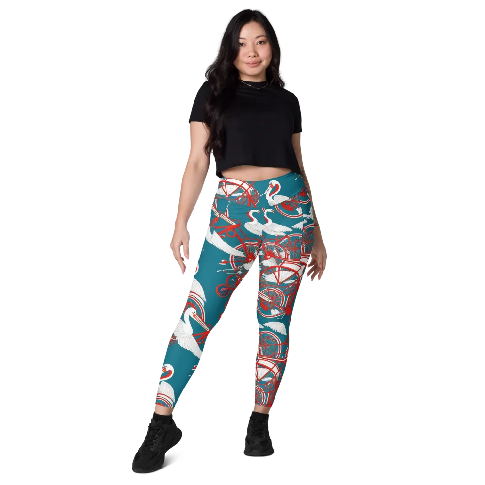Scarlet Aviary on Leggings with Pockets — Front