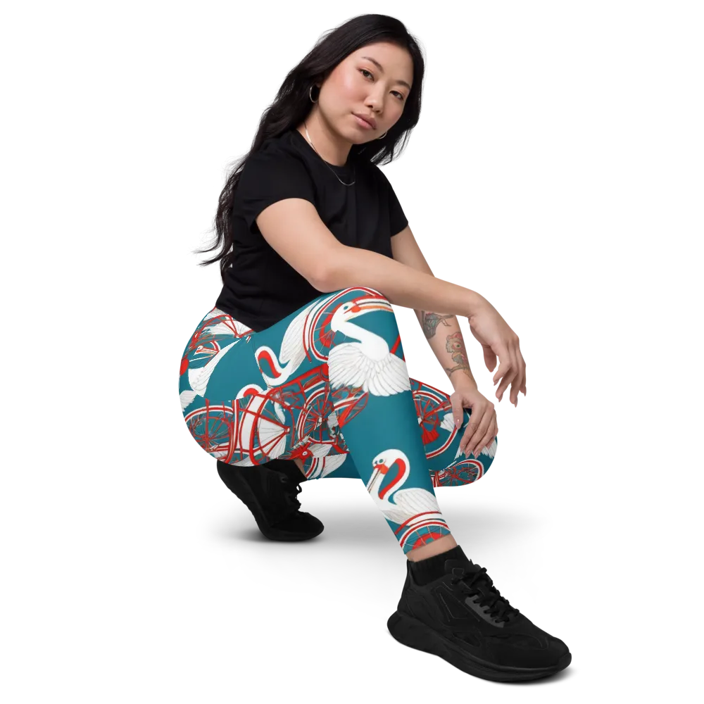 Scarlet Aviary on Leggings with Pockets — Right Front