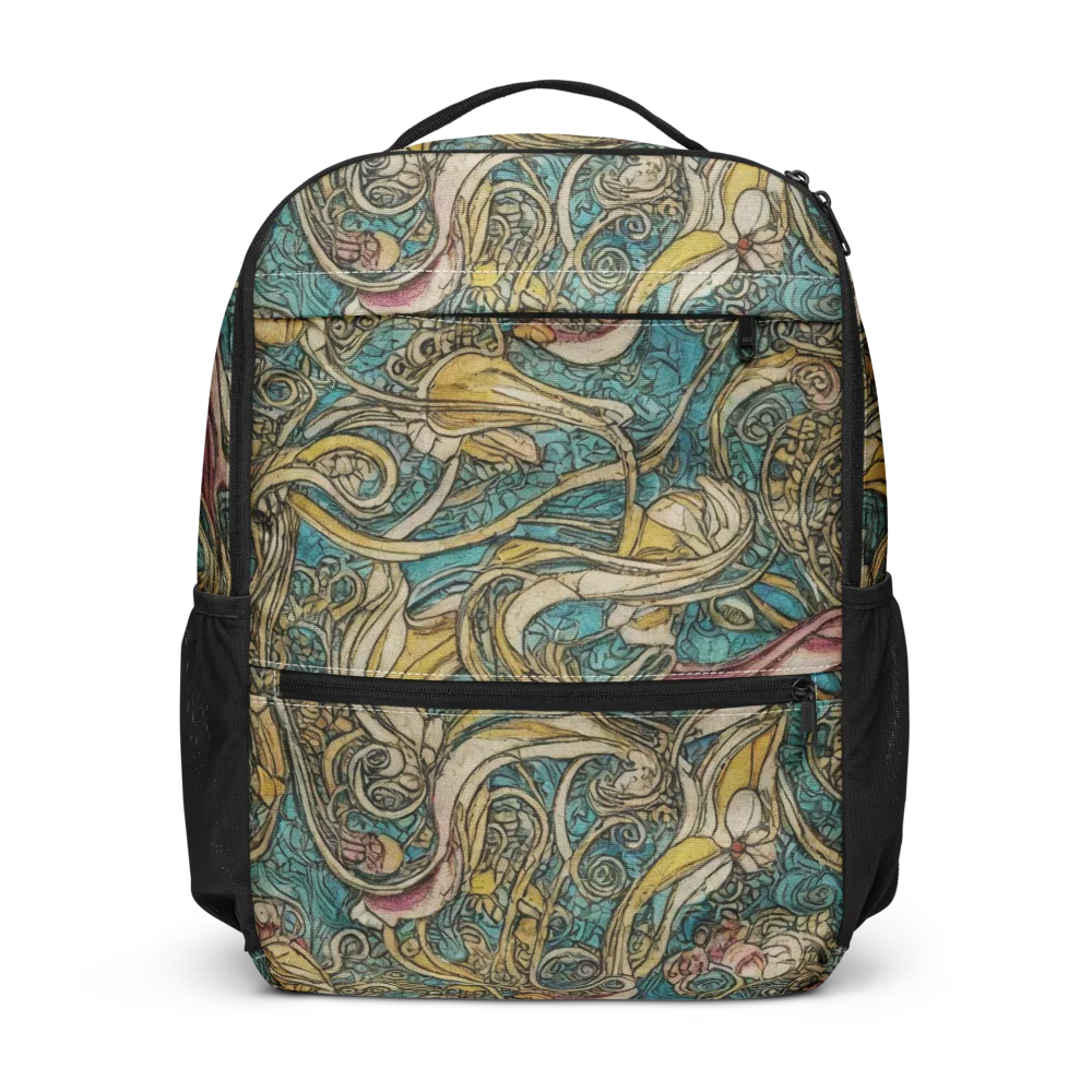 Turquoise Arabesque on Utility Backpack — Front