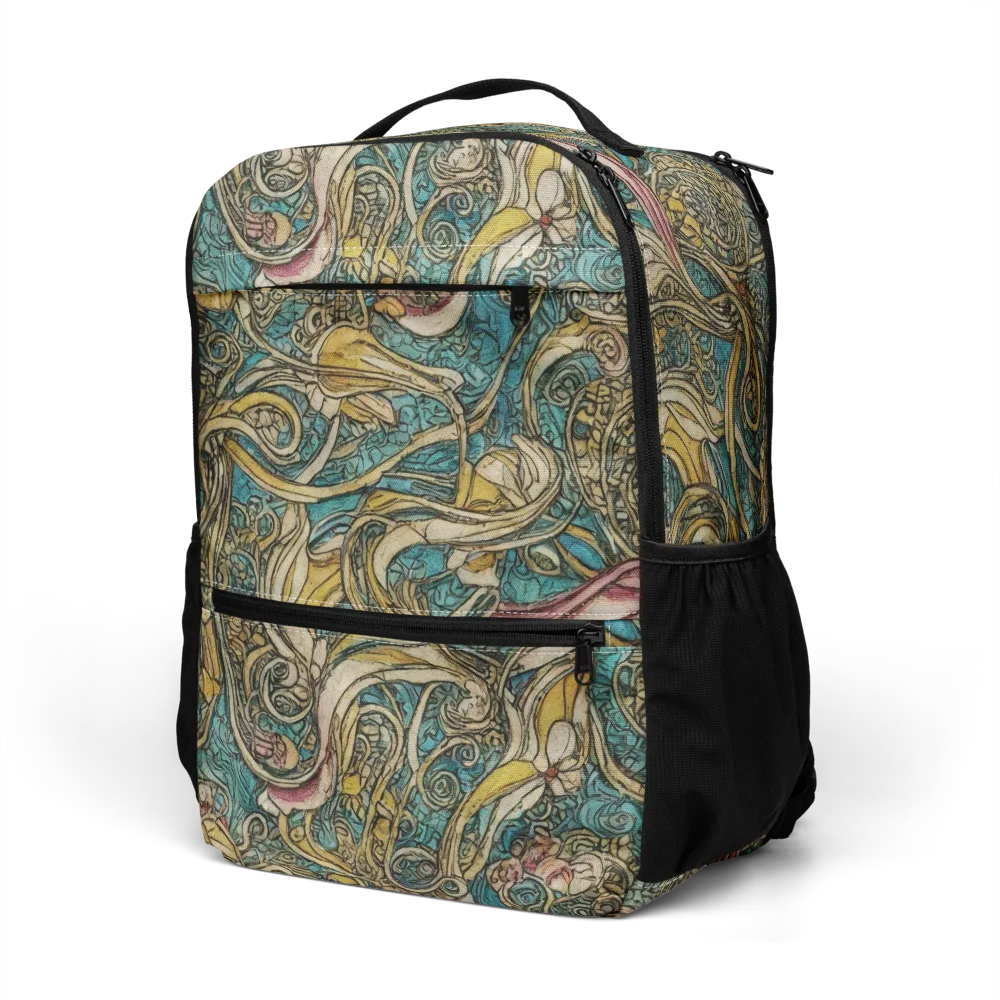 Turquoise Arabesque on Utility Backpack — Left Front