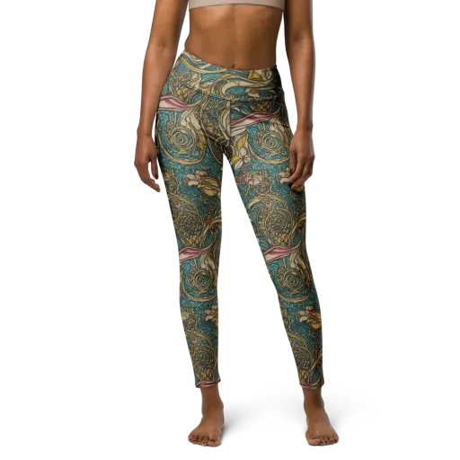 Turquoise Arabesque on a Yoga Leggings