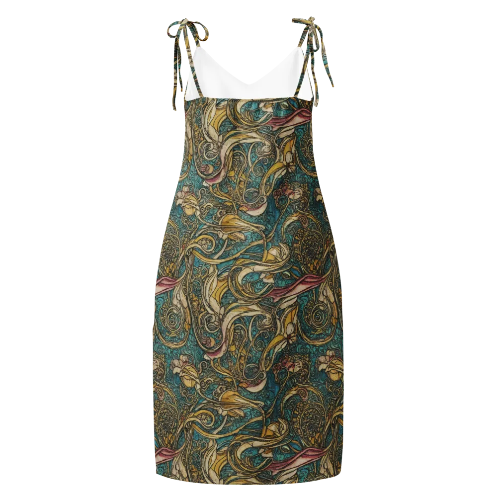 Turquoise Arabesque on Slip Dress — Back