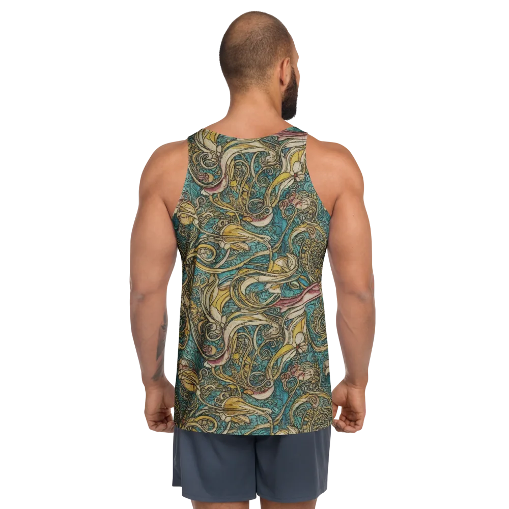 Turquoise Arabesque on Men's Tank Top — Back
