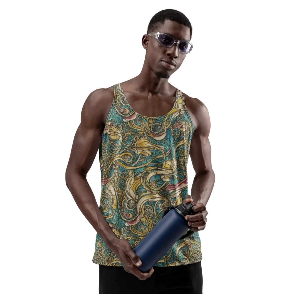 Turquoise Arabesque on Men's Tank Top — Front