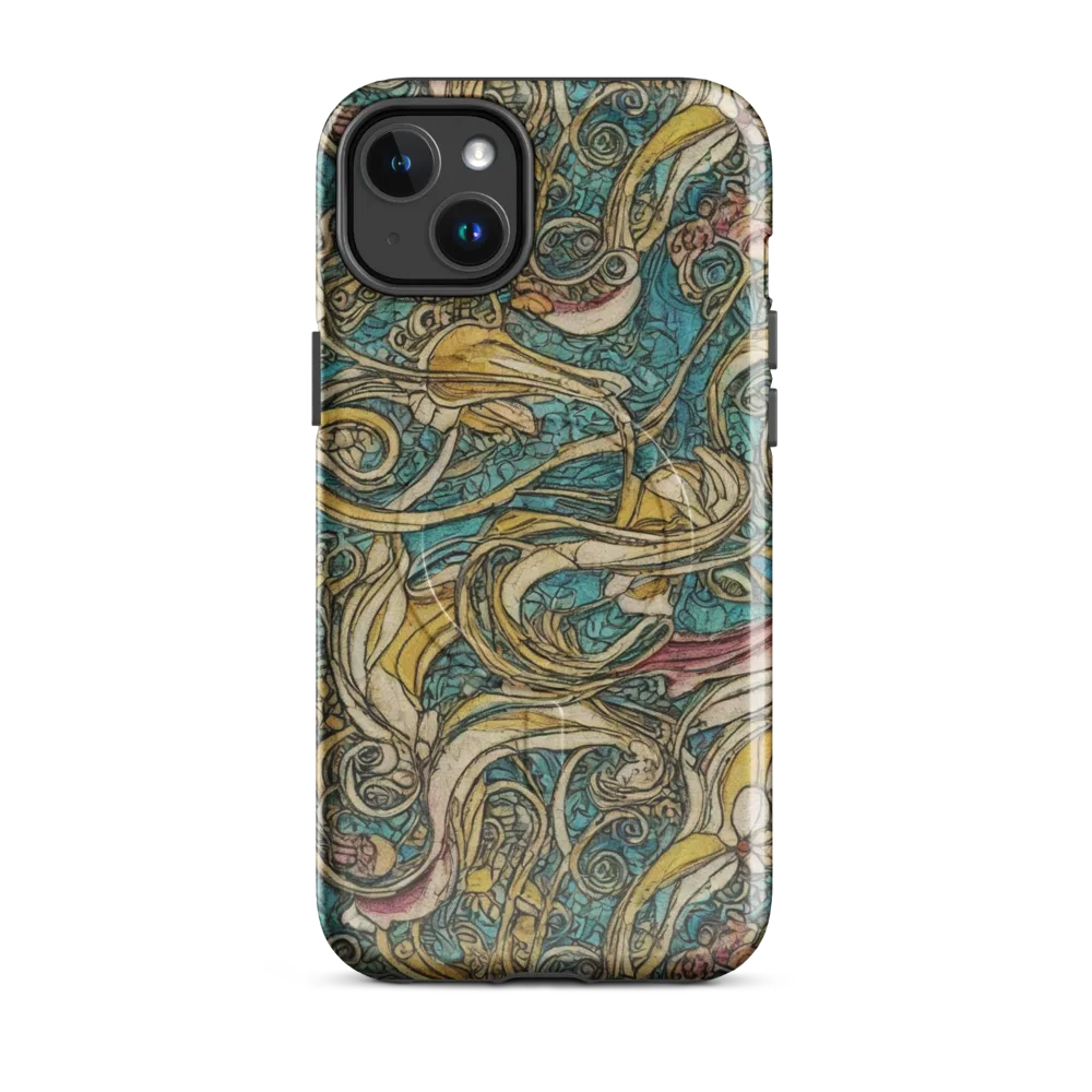 Turquoise Arabesque on MagSafe Tough Case for iPhone® — Front