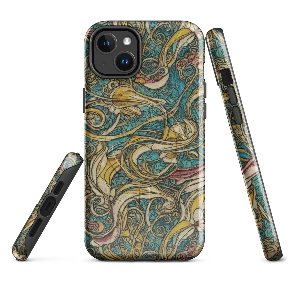 Turquoise Arabesque on MagSafe Tough Case for iPhone® — Front
