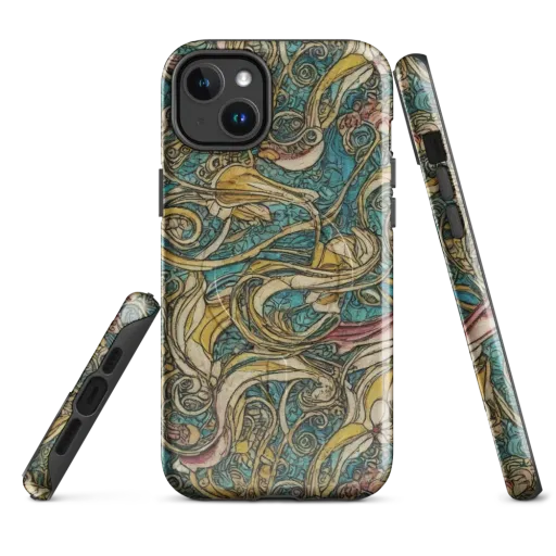 Turquoise Arabesque on a MagSafe Tough Case for iPhone®