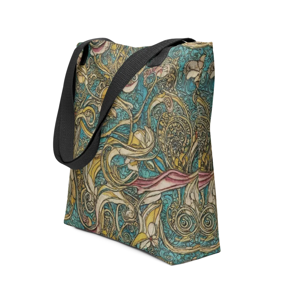 Turquoise Arabesque on Tote Bag — Front