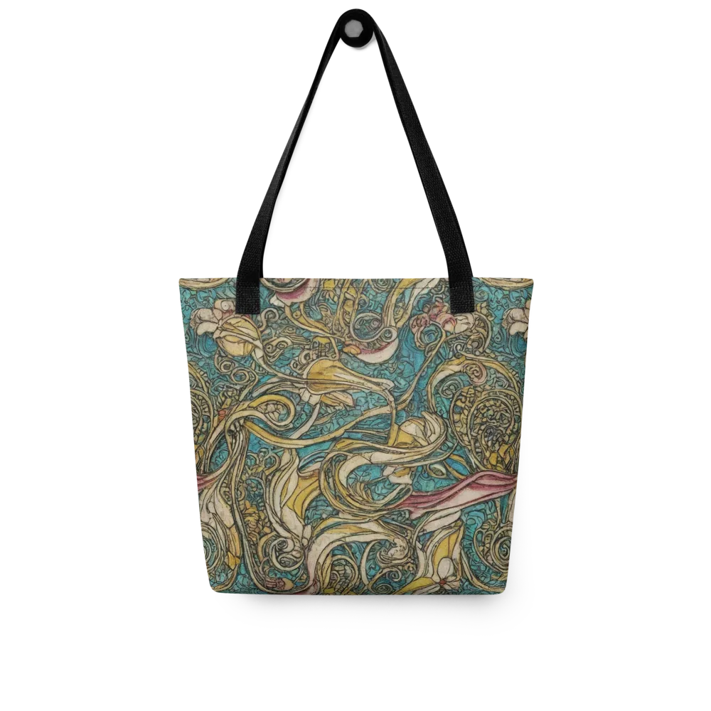 Turquoise Arabesque on Tote Bag — Front