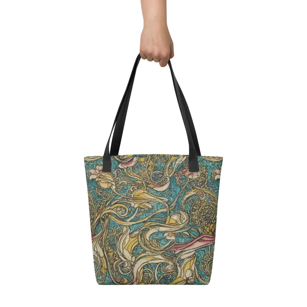 Turquoise Arabesque on Tote Bag — Front