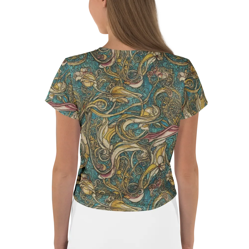 Turquoise Arabesque on Crop Tee — Back