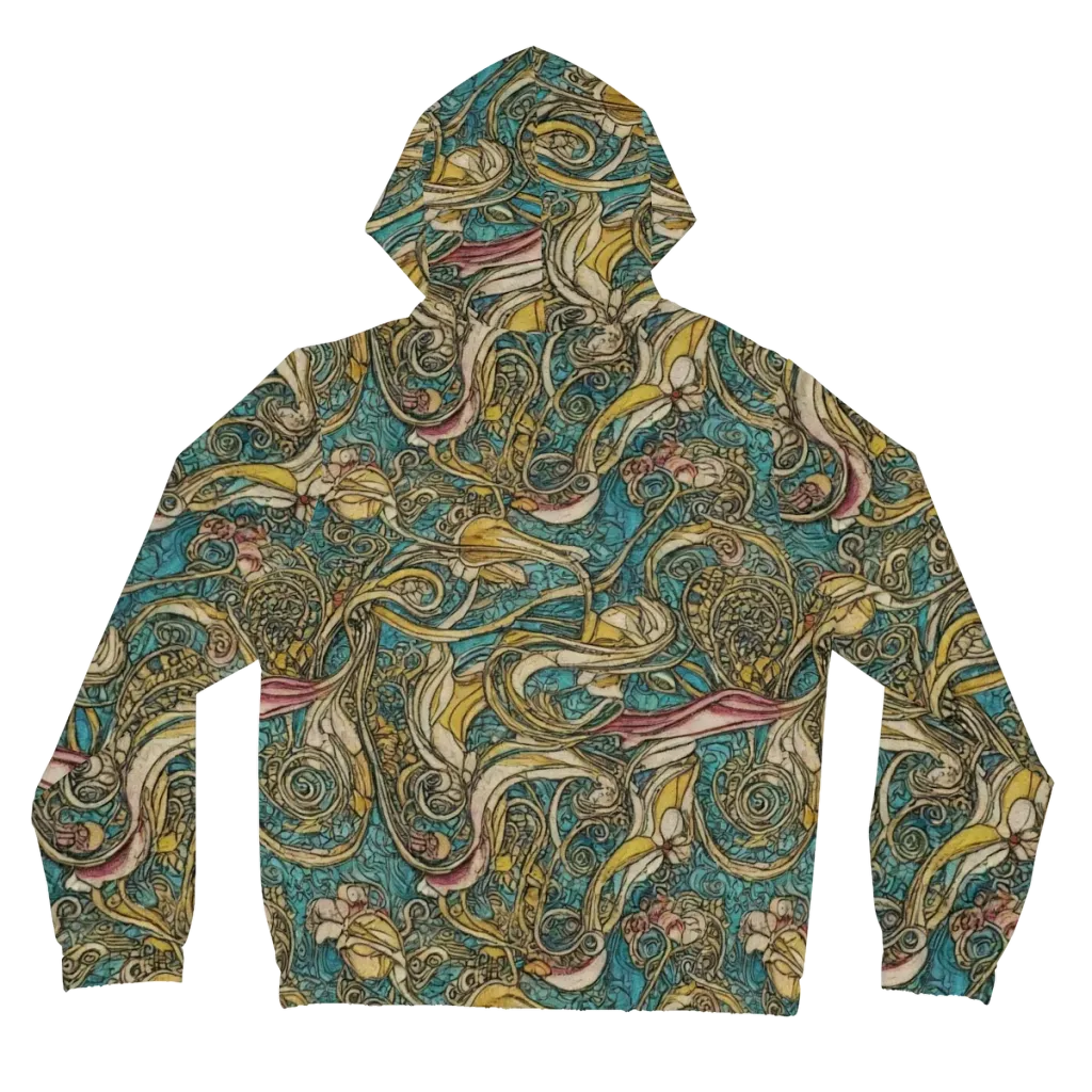 Turquoise Arabesque on Women's Full-Zip Hoodie — Back
