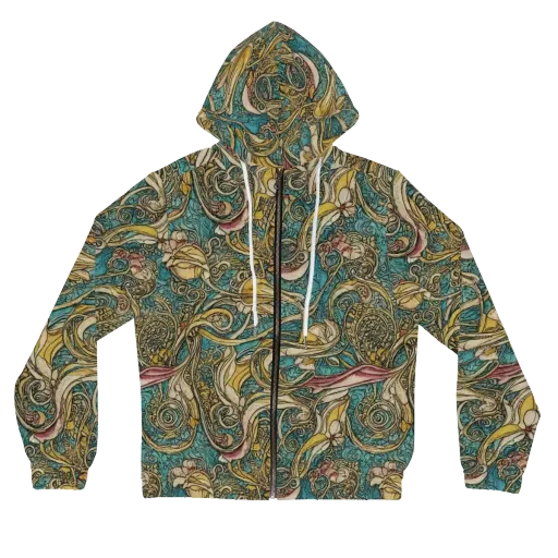 Turquoise Arabesque on a Women's Full-Zip Hoodie