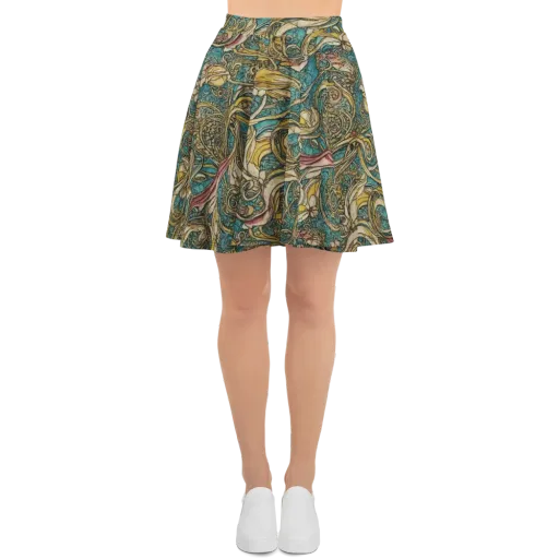 Turquoise Arabesque on a Skater Skirt