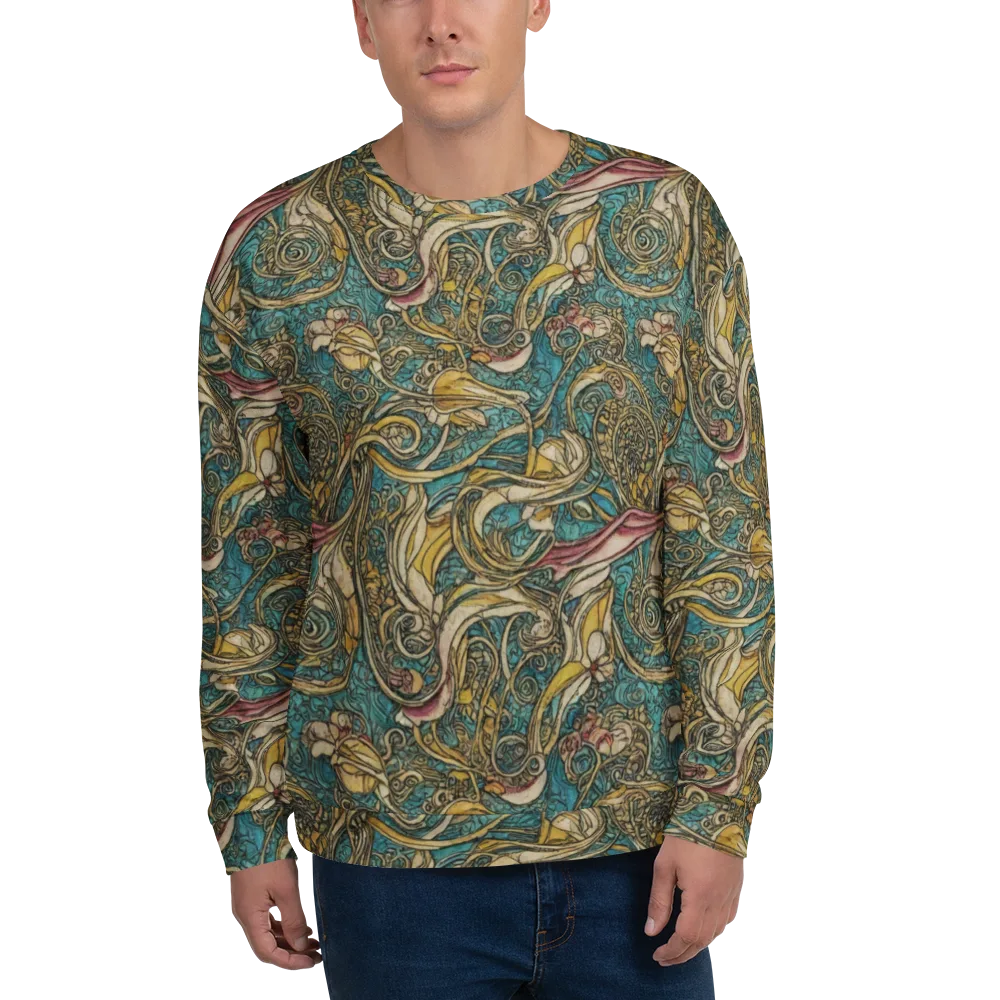 Turquoise Arabesque on Sweatshirt — Front