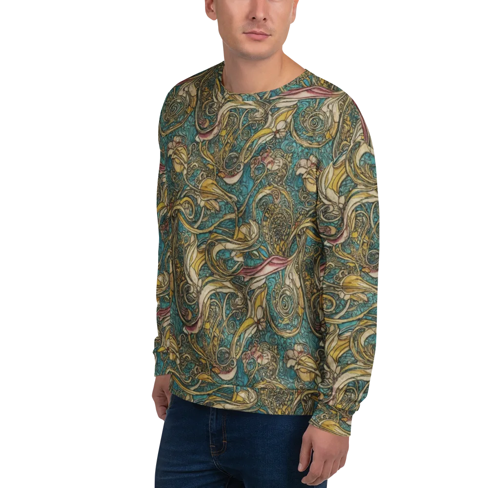 Turquoise Arabesque on Sweatshirt — Left Front