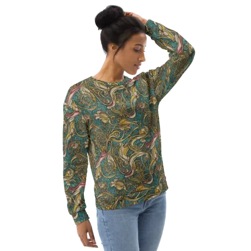Turquoise Arabesque on a Sweatshirt