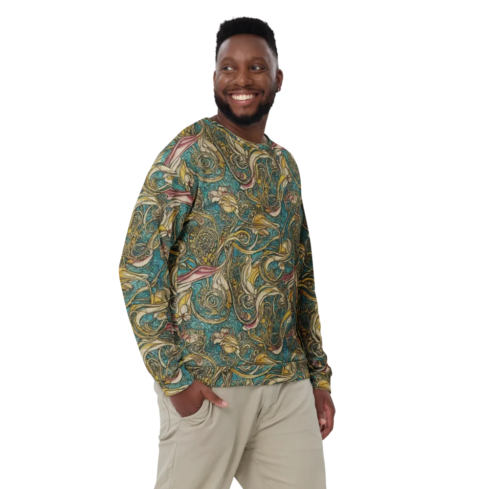 Turquoise Arabesque on Sweatshirt — Front