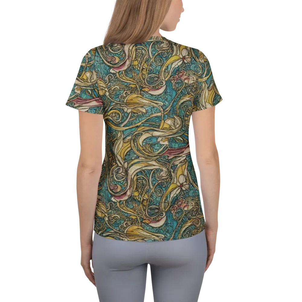 Turquoise Arabesque on Women's Athletic T-Shirt — Back