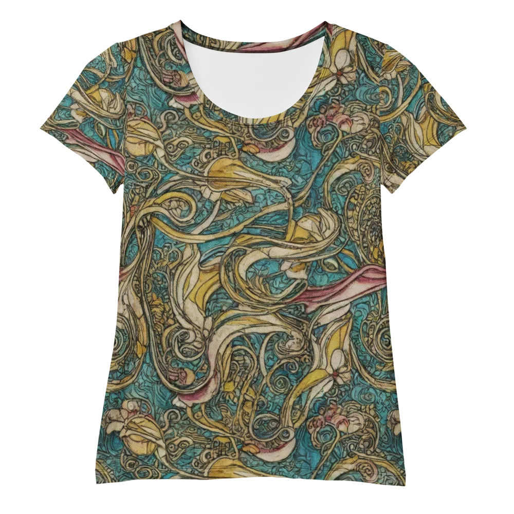 Turquoise Arabesque on Women's Athletic T-Shirt — Front