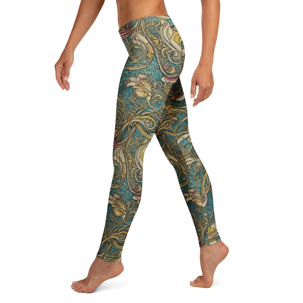 Turquoise Arabesque on Leggings — Left