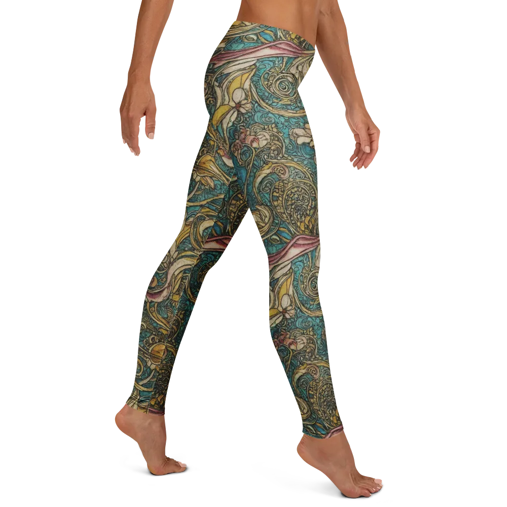 Turquoise Arabesque on Leggings — Right
