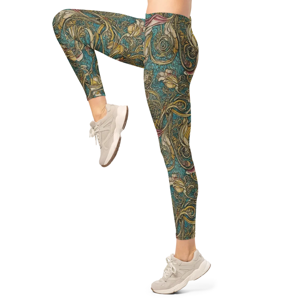 Turquoise Arabesque on Leggings — Left