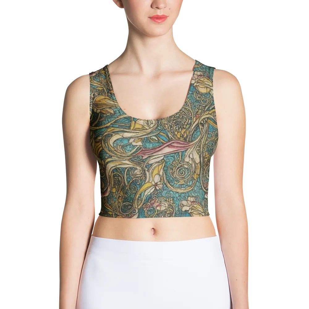 Turquoise Arabesque on Crop Top — Front