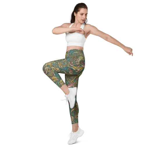 Turquoise Arabesque on a Leggings with Pockets