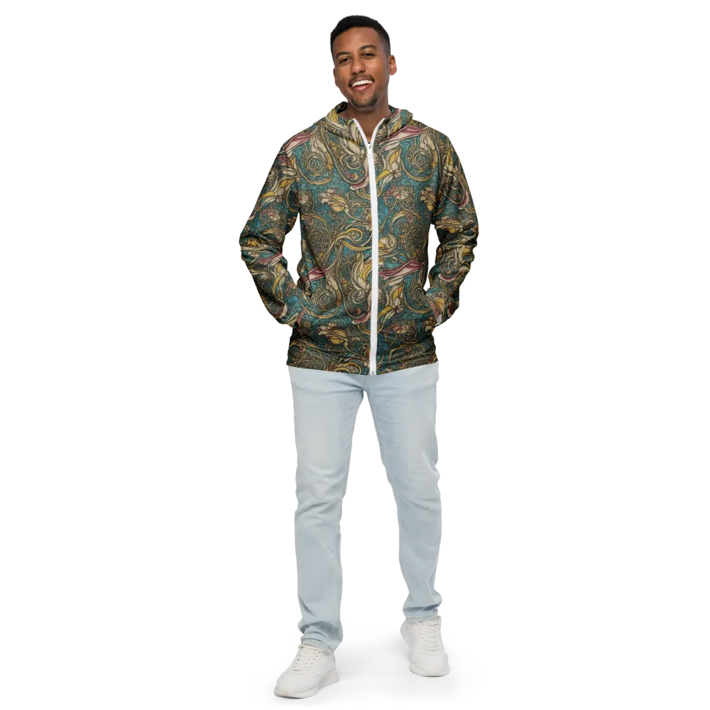 Turquoise Arabesque on Men's Windbreaker — Front