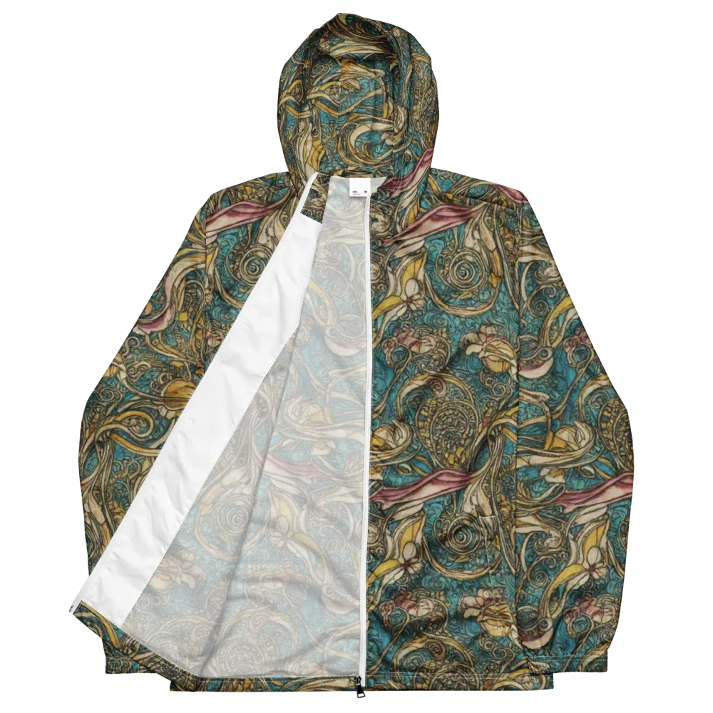 Turquoise Arabesque on Men's Windbreaker — Front