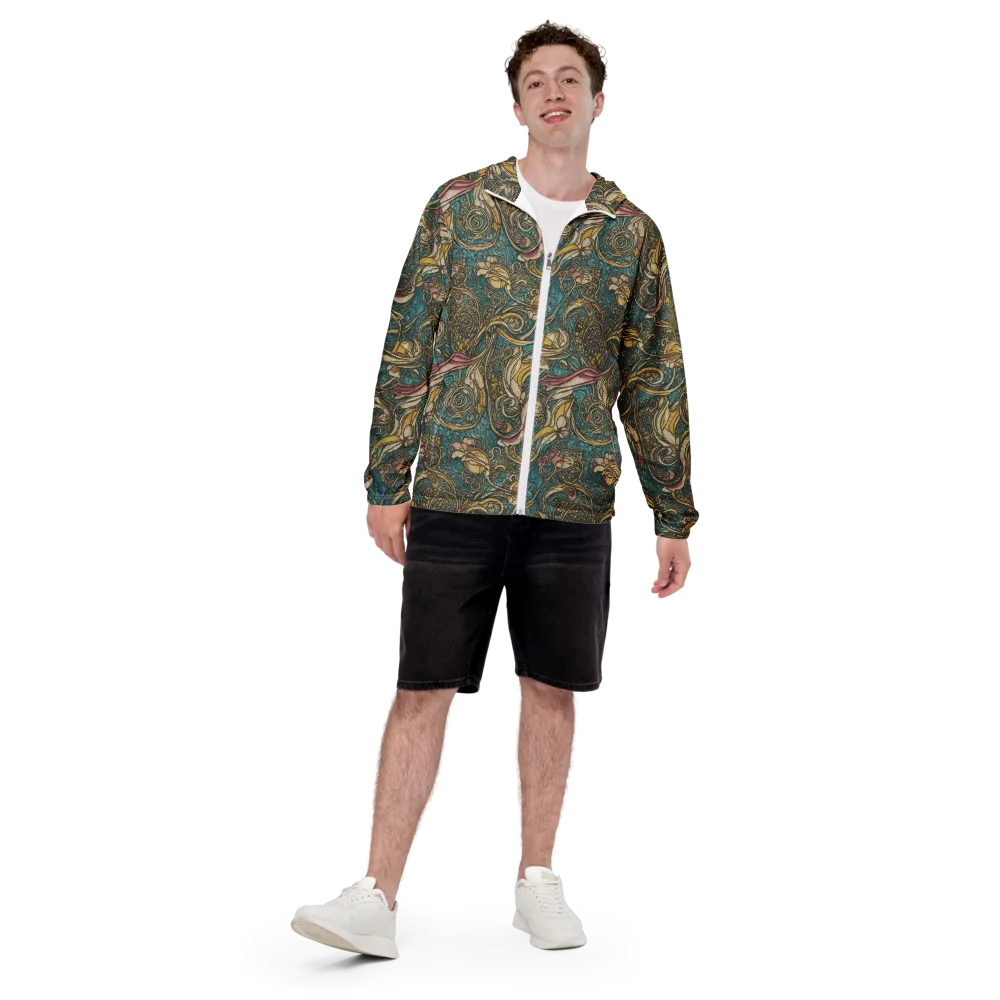 Turquoise Arabesque on Men's Windbreaker — Front