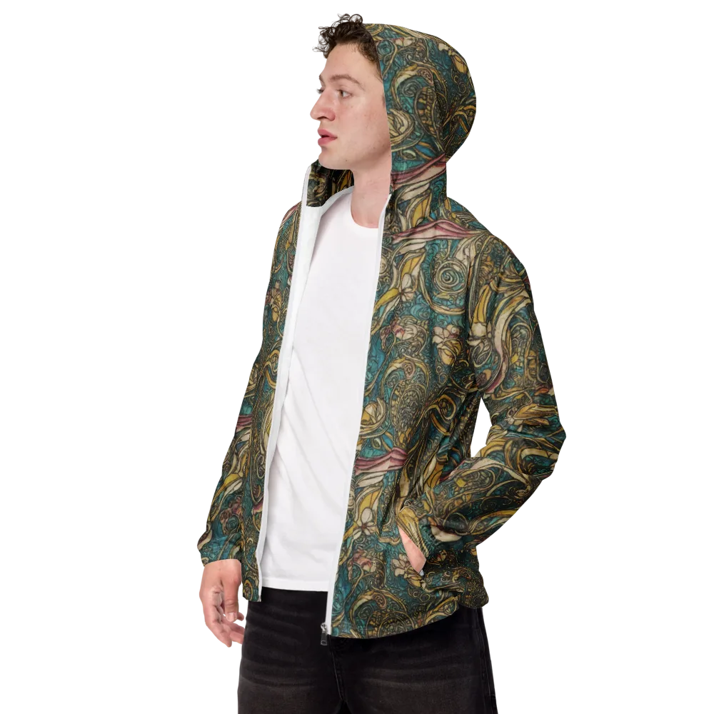 Turquoise Arabesque on Men's Windbreaker — Left Front