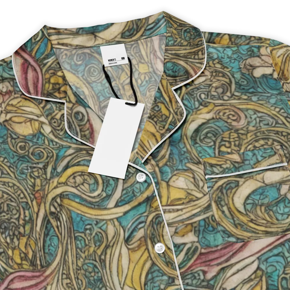 Turquoise Arabesque on Women's Short Sleeve Pajama Top — Product details