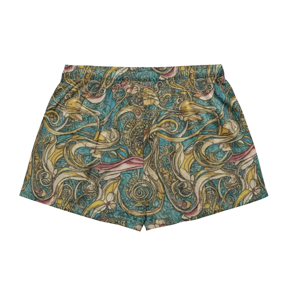 Turquoise Arabesque on Women's Pajama Shorts — Back