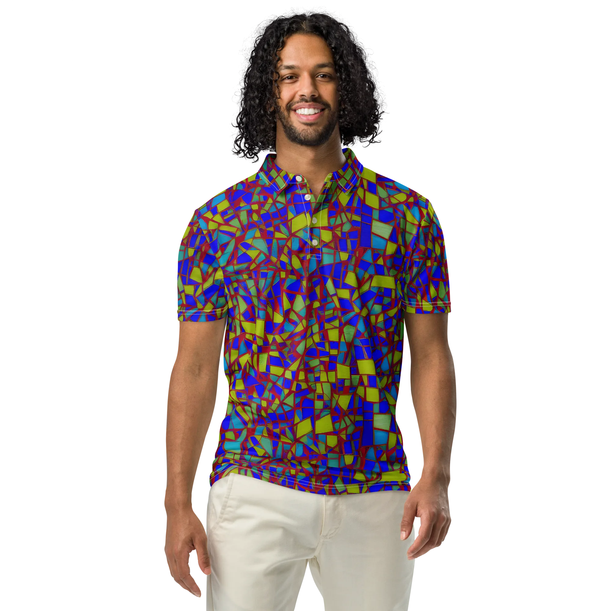 Chromatic Shatter on Men's Slim Fit Polo Shirt — Front