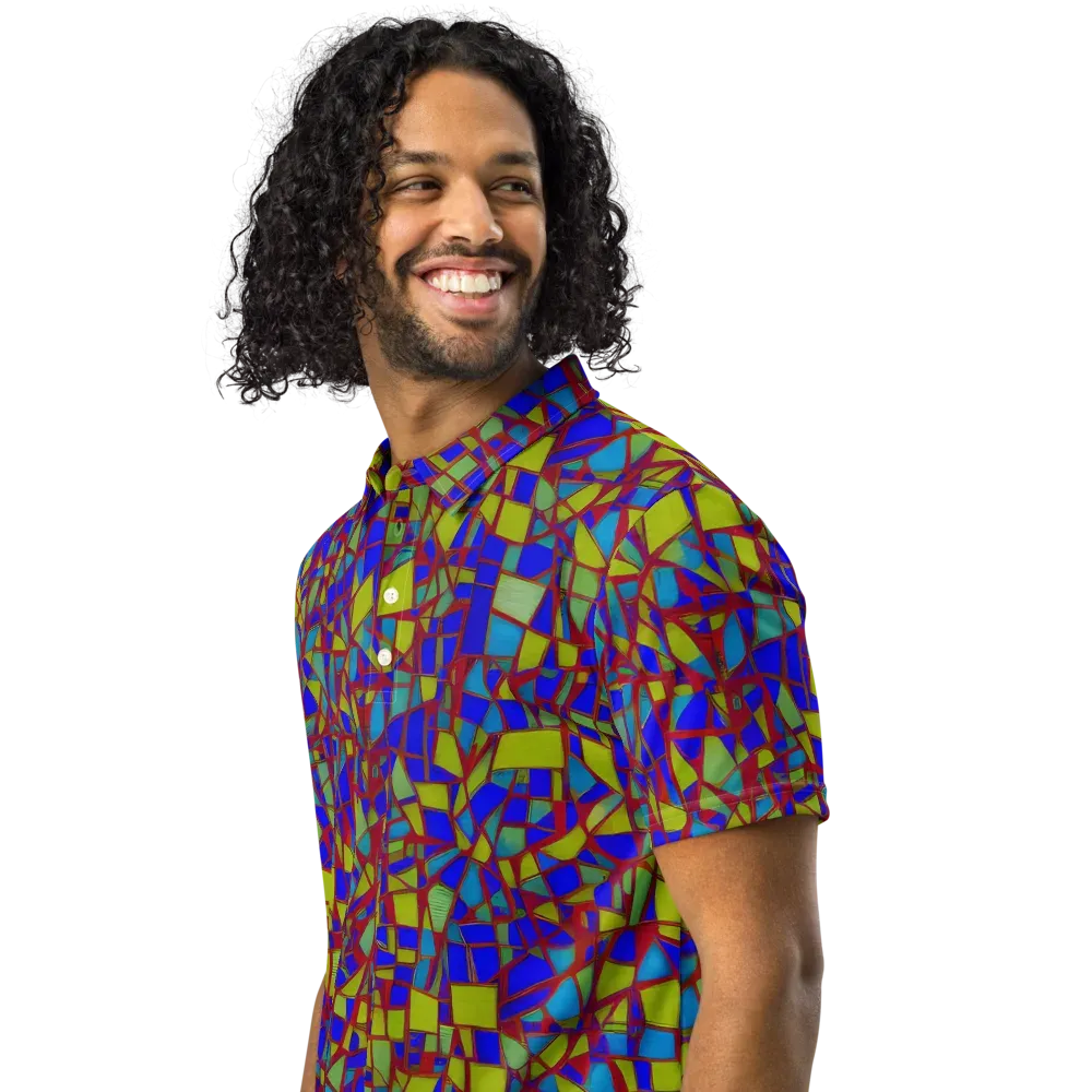 Chromatic Shatter on Men's Slim Fit Polo Shirt — Left Front