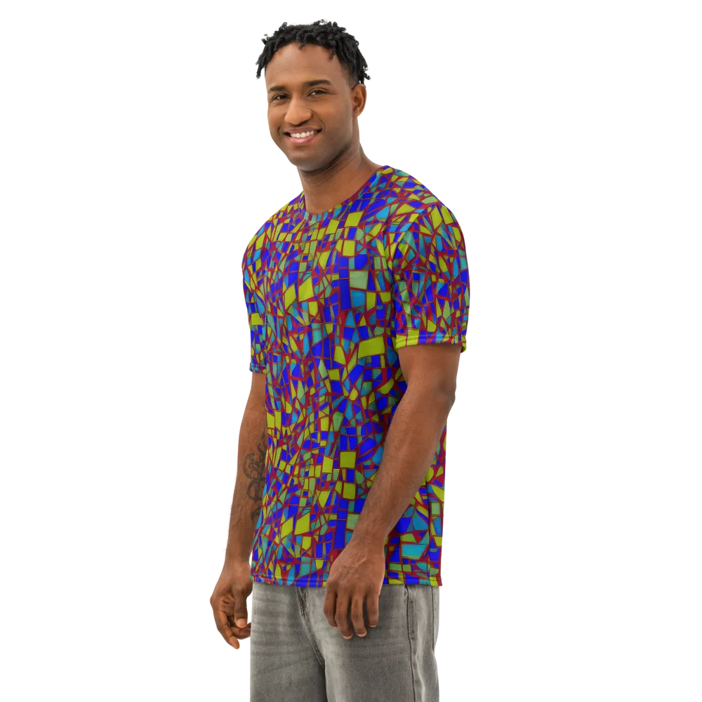 Chromatic Shatter on Men's Cotton Crew Neck T-Shirt — Left Front