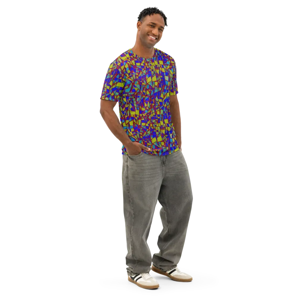 Chromatic Shatter on Men's Cotton Crew Neck T-Shirt — Right Front