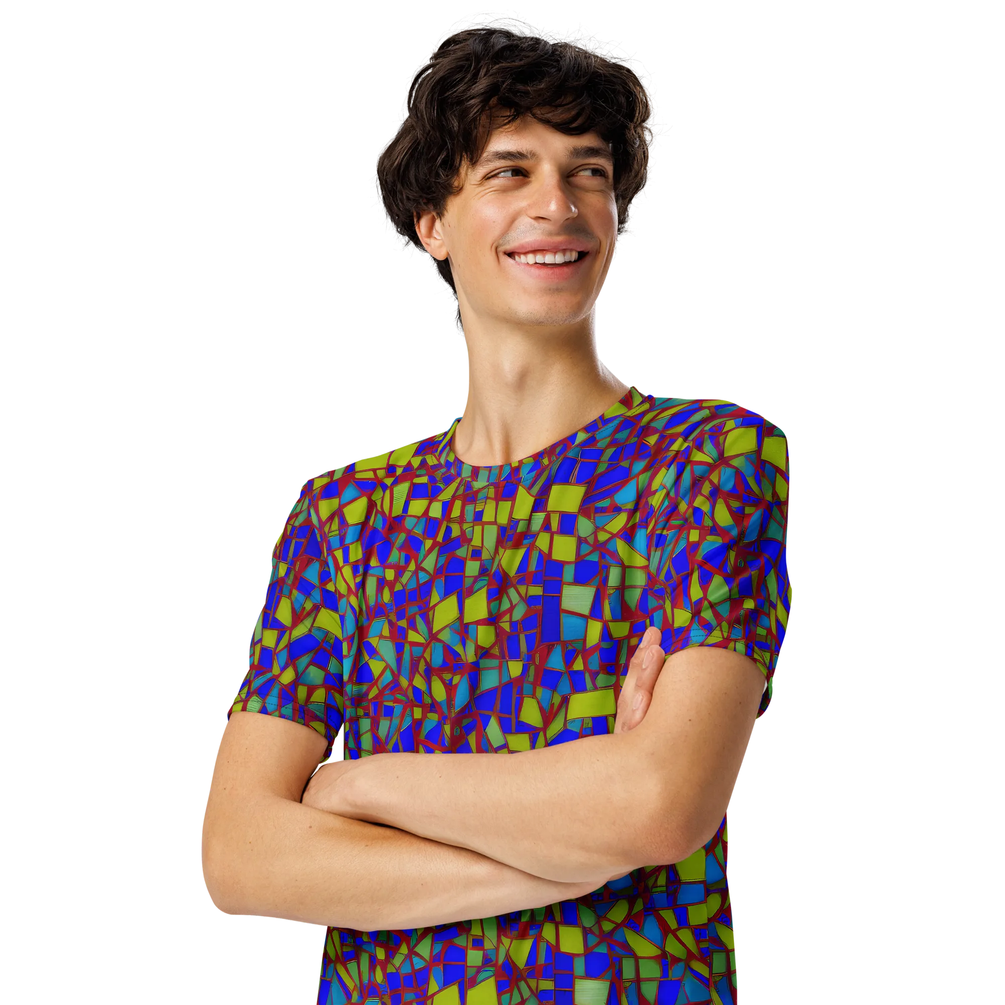 Chromatic Shatter on Men's Crew Neck T-Shirt — Left Front