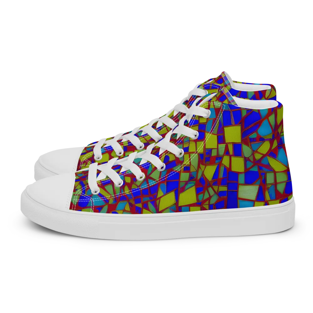 Chromatic Shatter on Men's High Top Canvas Shoes — Left