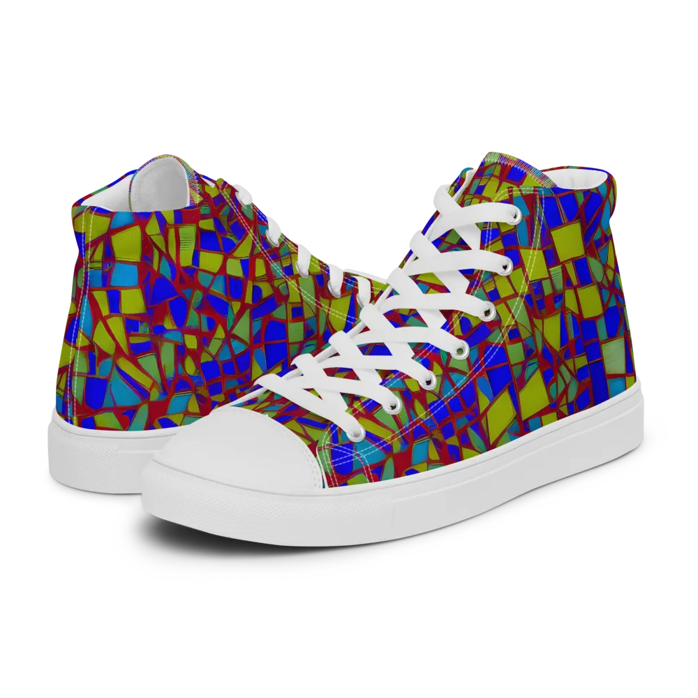 Chromatic Shatter on Men's High Top Canvas Shoes — Left