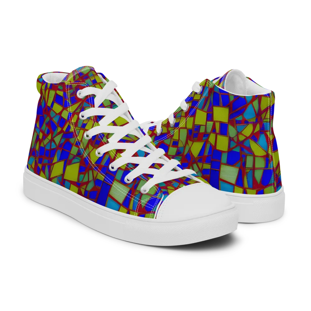 Chromatic Shatter on Men's High Top Canvas Shoes — Right